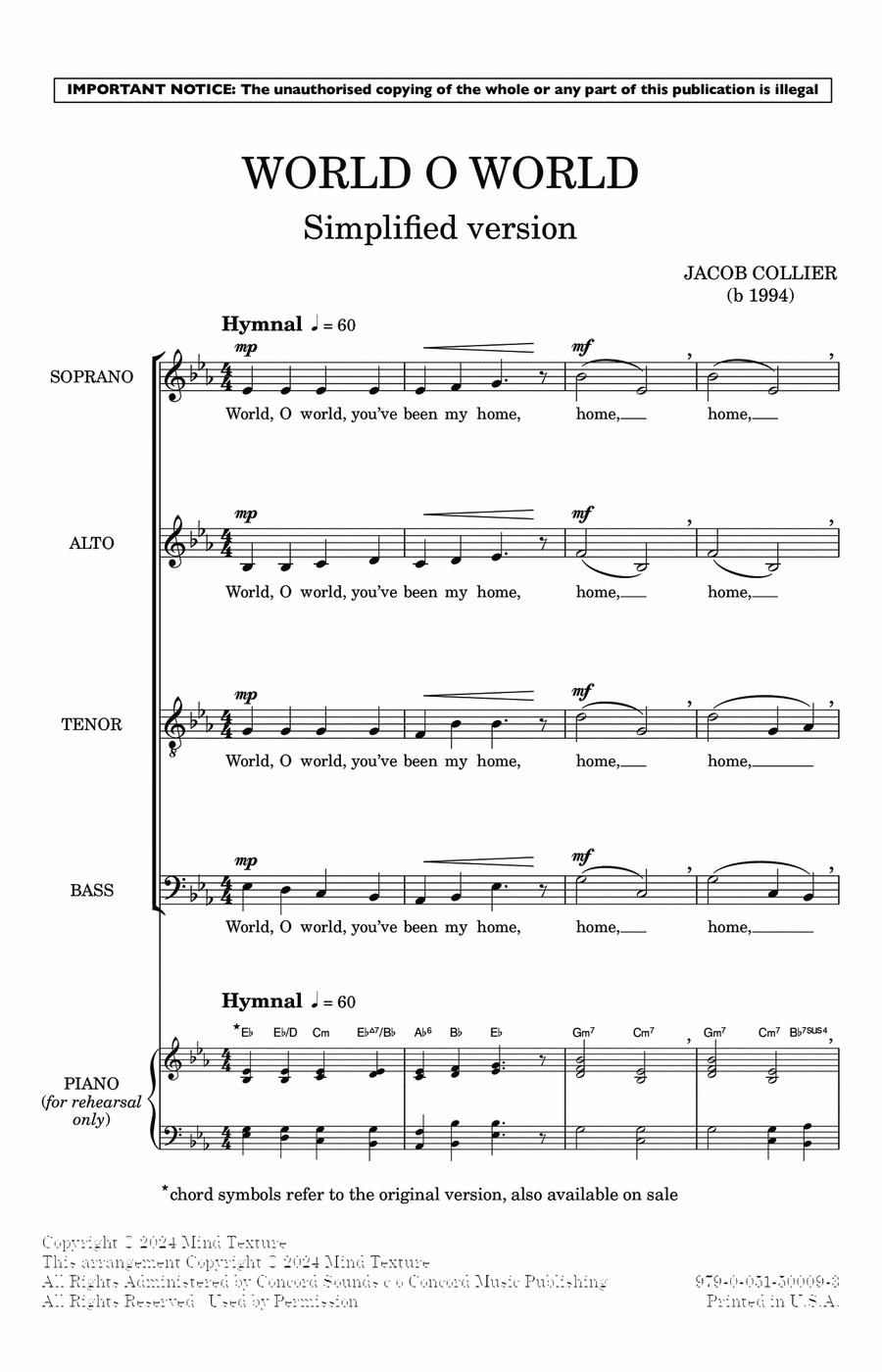 World O World (Simplified version) Divisi scores gallery preview page 1
