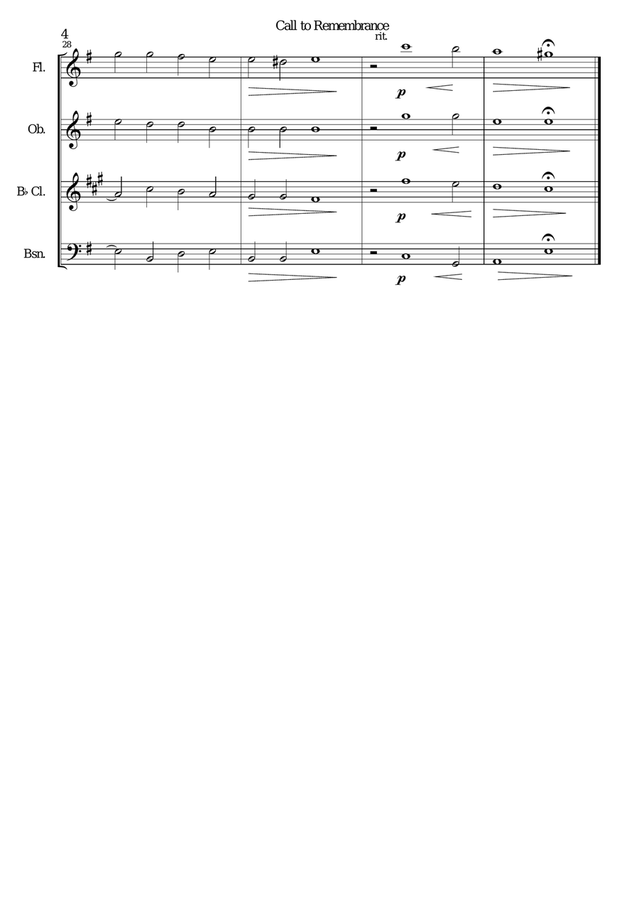 Call to remembrance for wind quartet Woodwind Quartet scores gallery preview page 4