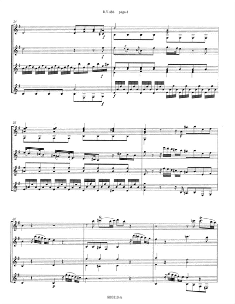 Concerto in Em (for bassoon and strings) R. V. 484 arranged for guitar quartet Small Ensemble scores gallery preview page 6