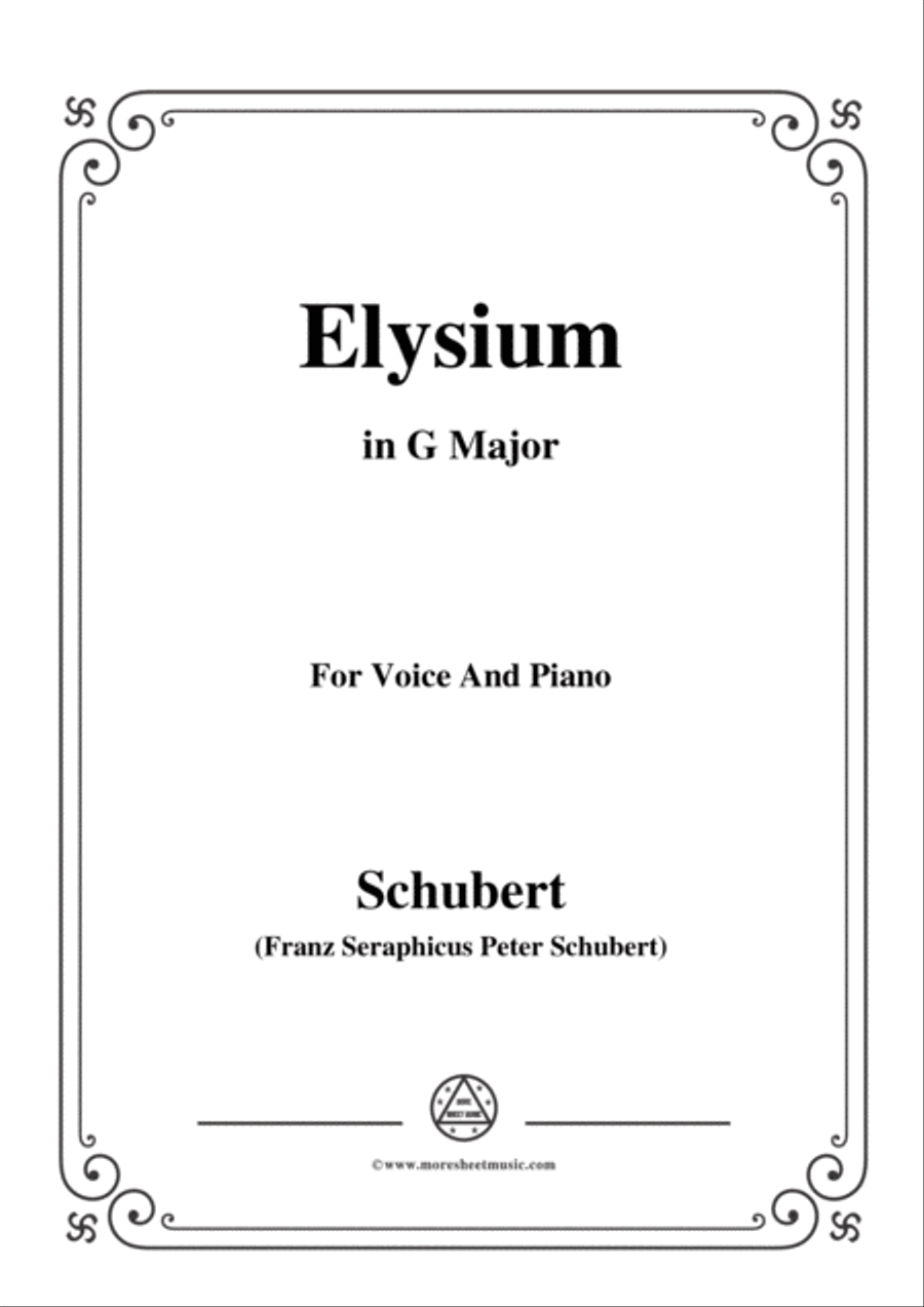 Schubert-Elysium,D.584,in G Major,for Voice&Piano Voice scores gallery preview page 1