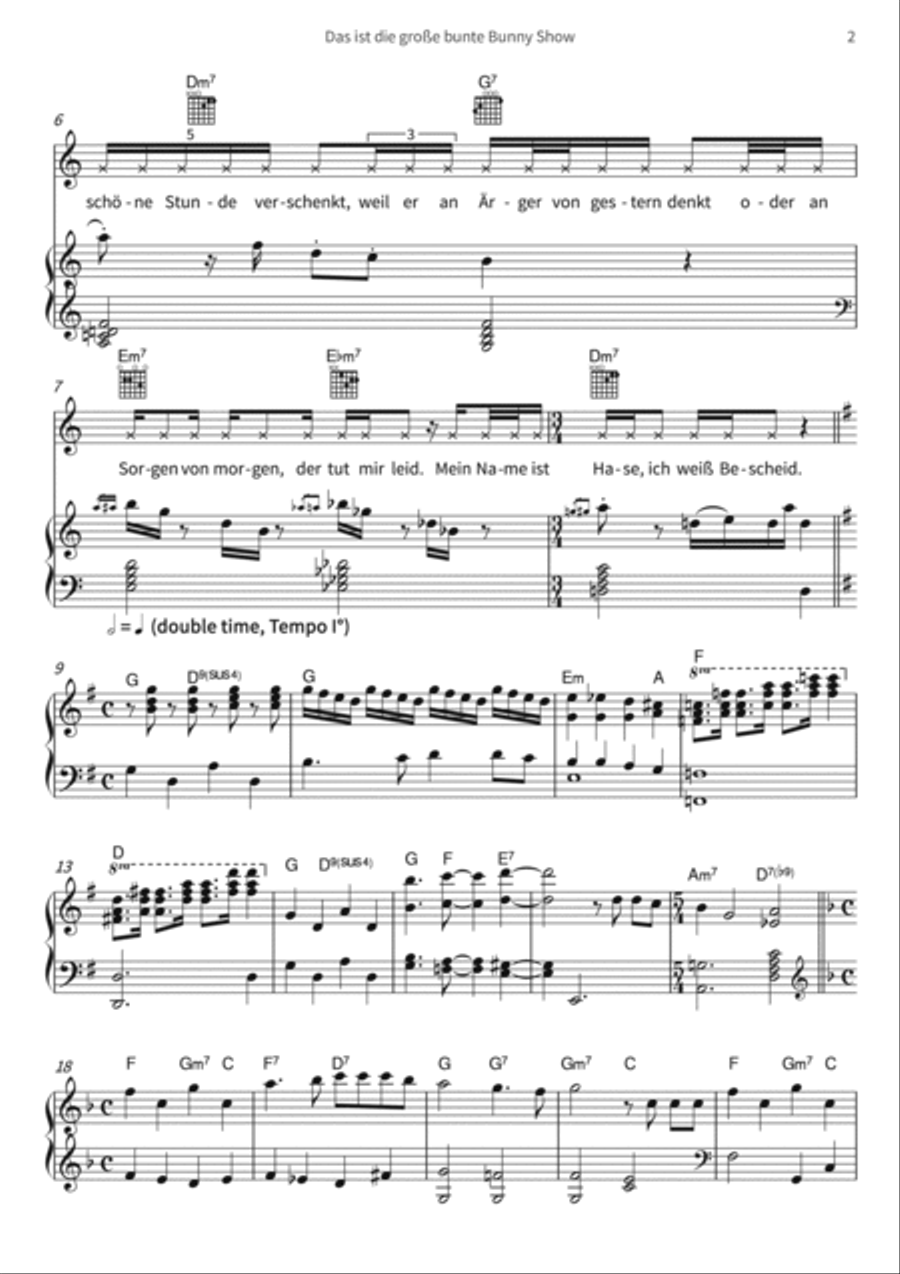 Das ist die grosse bunte Bunny Show Piano, Vocal, Guitar scores gallery preview page 4
