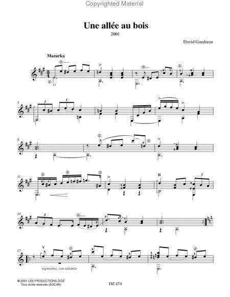 Une allée au bois, Comme une étoile by David Gaudreau Classical Guitar - Sheet Music