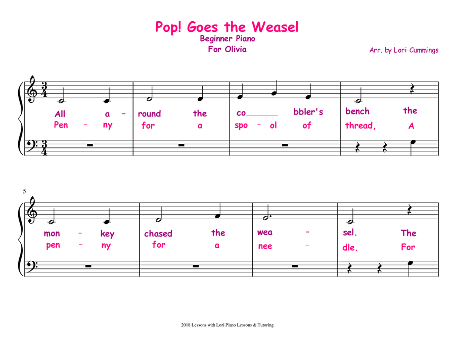 Pop! Goes the Weasel Piano Method scores gallery preview page 1