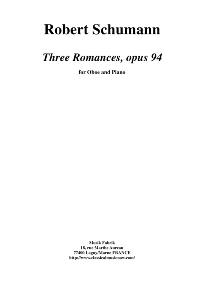 Robert Schumann; Three Romances for oboe and piano, opus 94