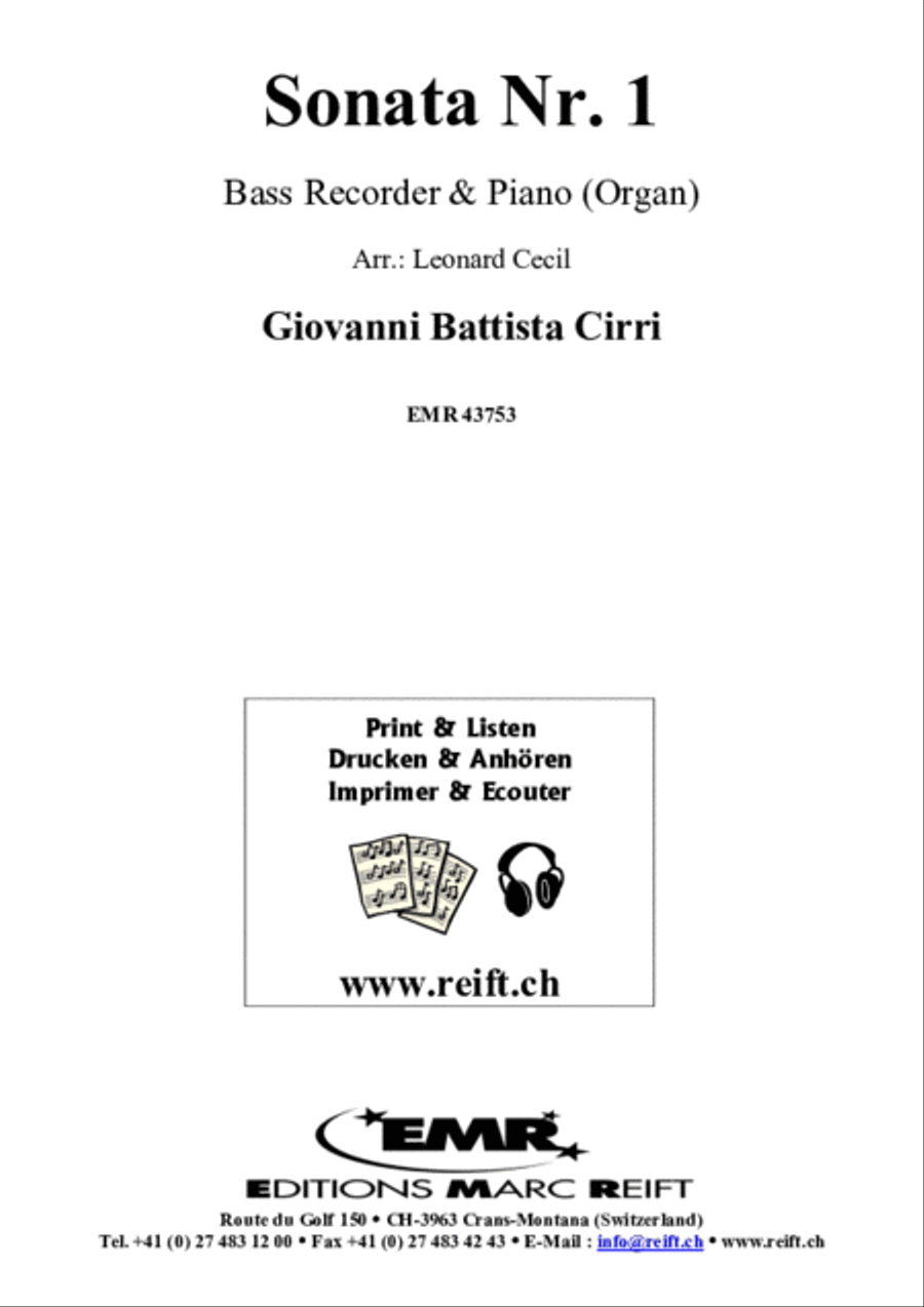 Sonata No. 1 Bass Recorder scores gallery preview page 2