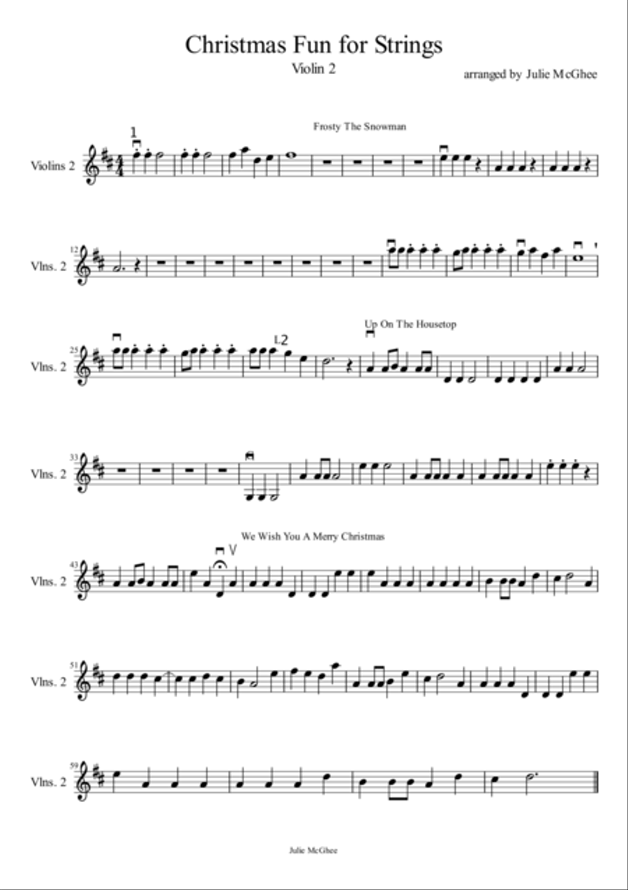 Christmas Fun for Strings, Violin 2 String Orchestra scores gallery preview page 1