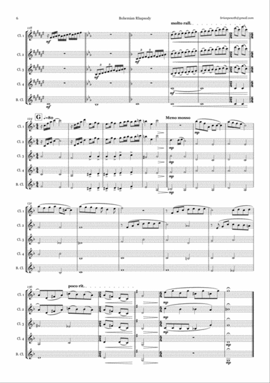 Bohemian Rhapsody Woodwind Quintet scores gallery preview page 6