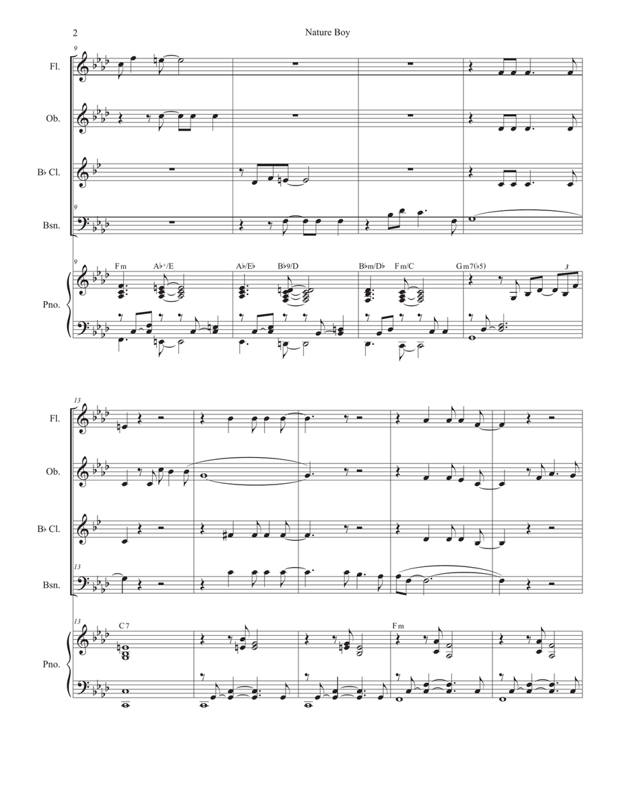 Nature Boy Nature Boy Woodwind Quartet scores gallery preview page 2