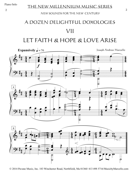 Delightful Doxology VII - 'Let Faith & Hope & Love Arise' - Piano (D) image number null