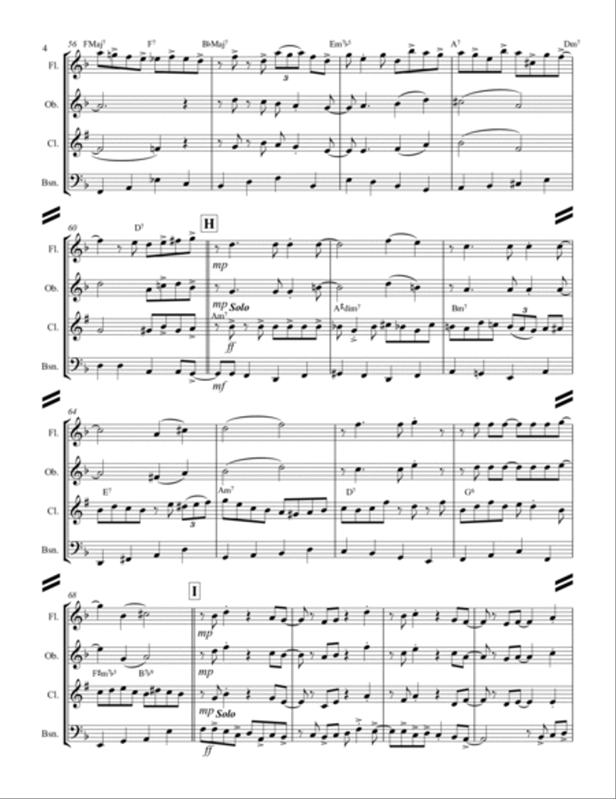 Fly Me To The Moon (in Other Words) Woodwind Quartet scores gallery preview page 5