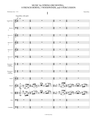 Music for String Orchestra, 8 french horns, 3 woodwinds, and 4 percussi.on
