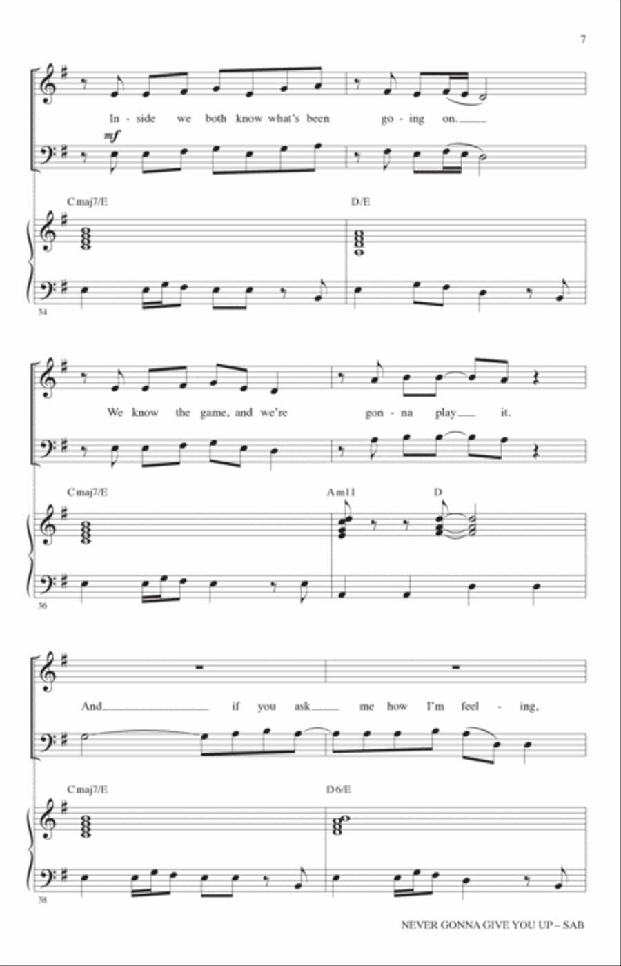 Never Gonna Give You Up (arr. Roger Emerson) 3-Part scores gallery preview page 6