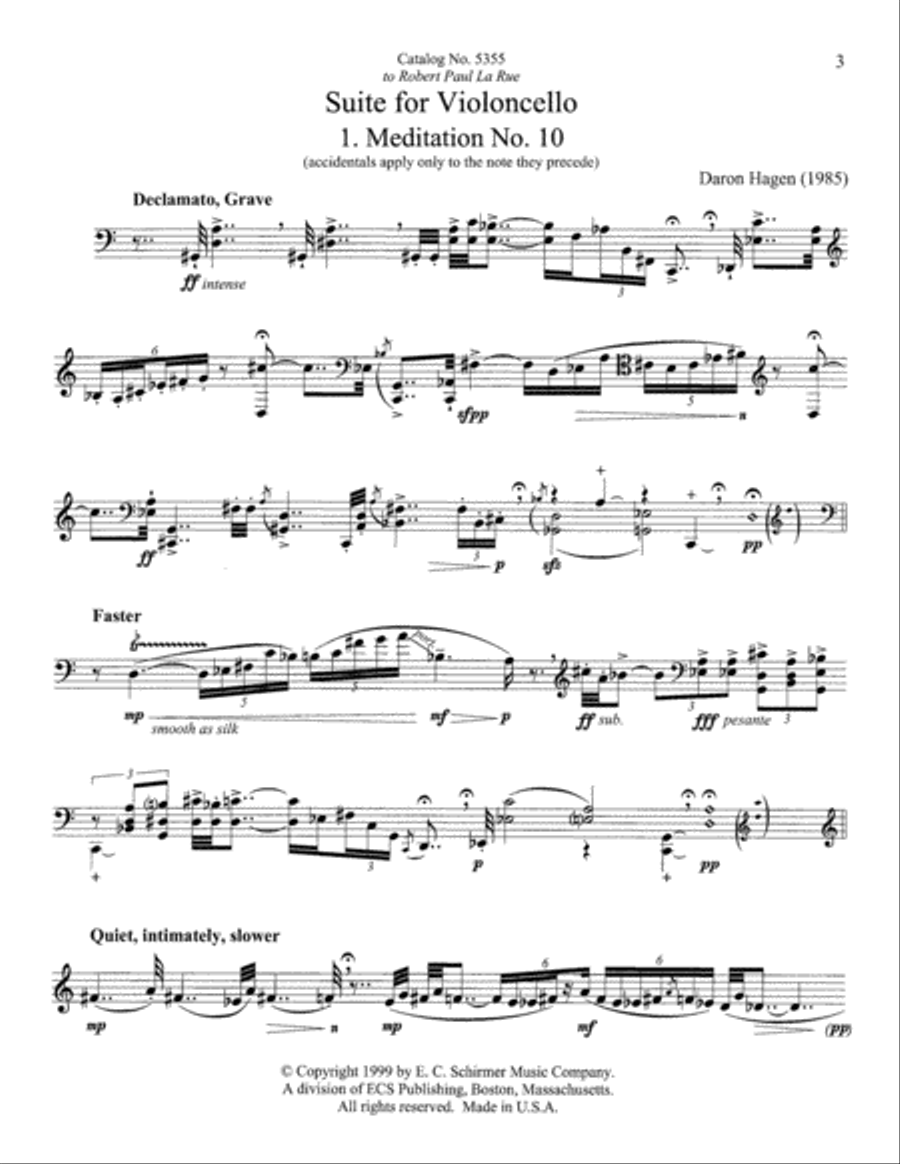 Suite for Violoncello Suite for Violoncello Cello scores gallery preview page 1