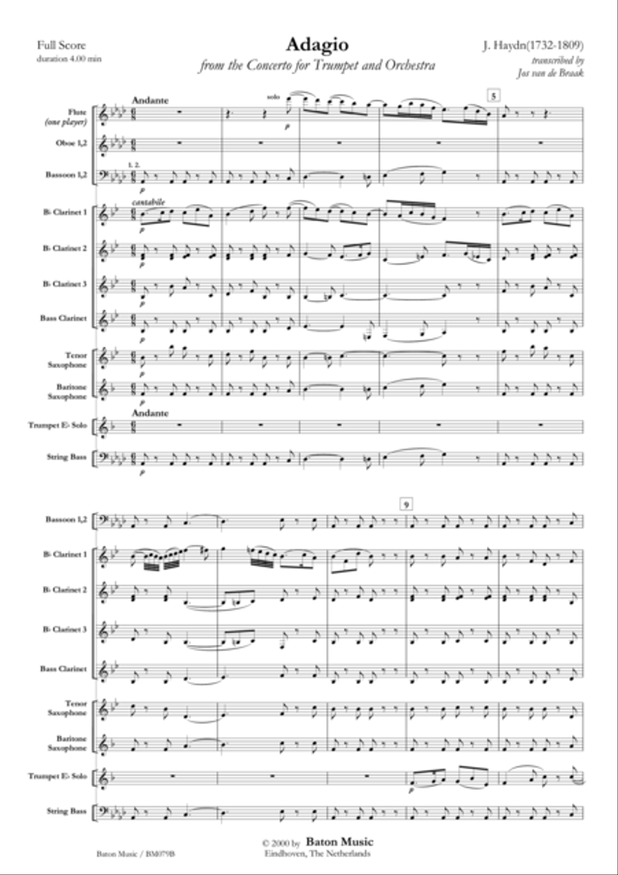 Adagio from the Concerto for Trumpet in E-flat major Concert Band scores gallery preview page 2
