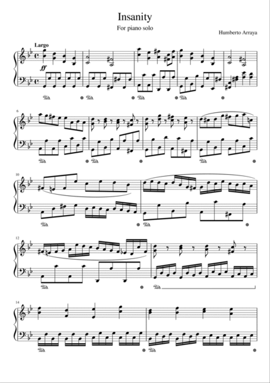 Insanity - for piano solo Piano Solo scores gallery preview page 1