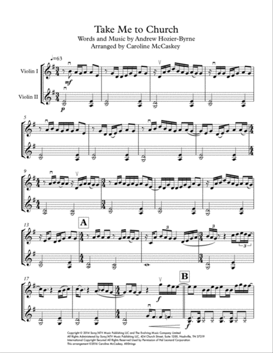 Take Me To Church Take Me To Church String Duet scores gallery preview page 2