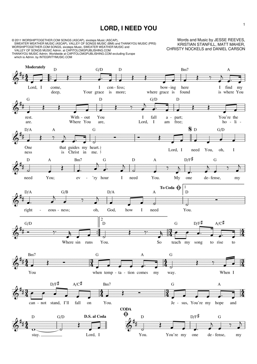 Lord, I Need You Flute scores gallery preview page 1
