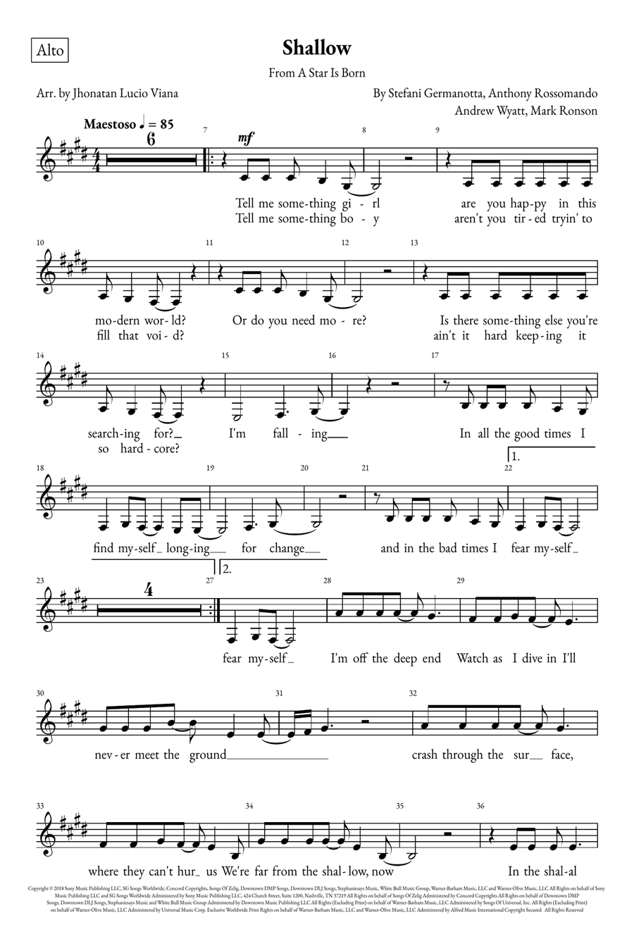 Shallow A Cappella scores gallery preview page 6