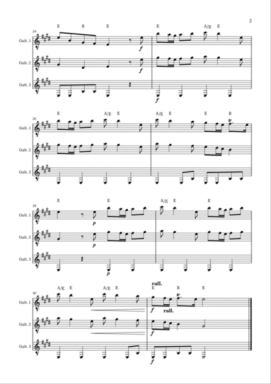Spring - The Four Seasons for Acoustic Guitar Trio (+ CHORDS) Guitar Ensemble scores gallery preview page 5