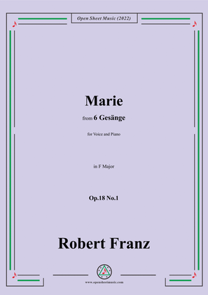 Book cover for Franz-Marie,in F Major,Op.18 No.1,for Voice and Piano