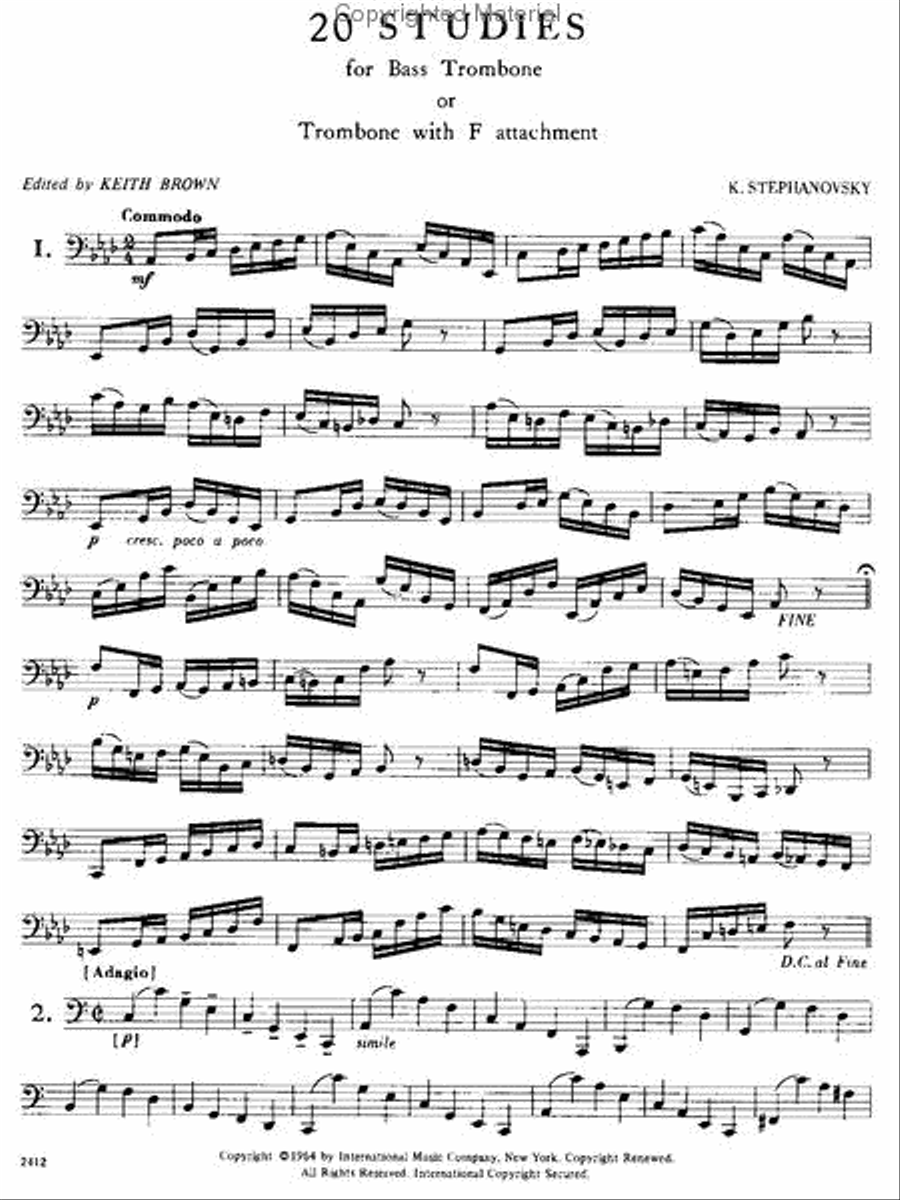 20 Studies For Bass Trombone Or Trombone With F Attachment Bass Trombone scores gallery preview page 2