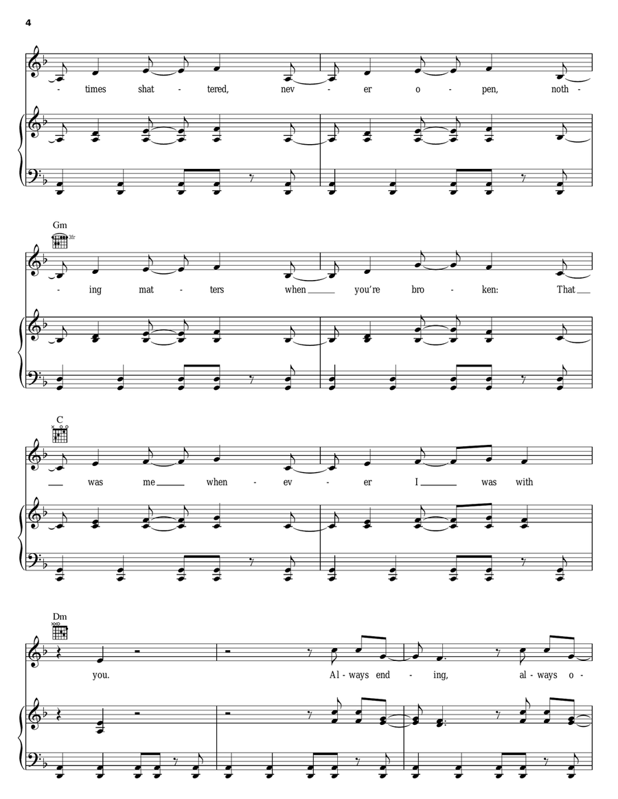 Gone Piano, Vocal, Guitar scores gallery preview page 4