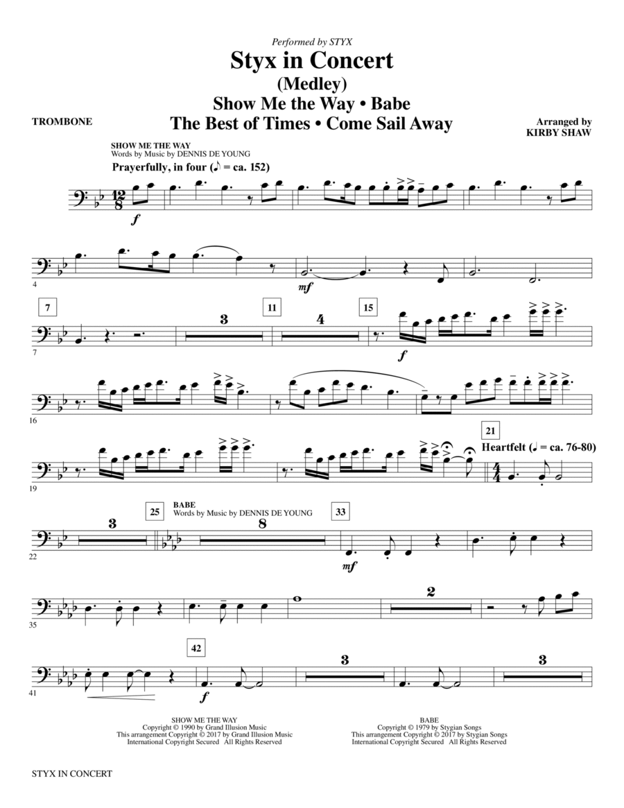 Styx in Concert - Trombone Choir scores gallery preview page 1