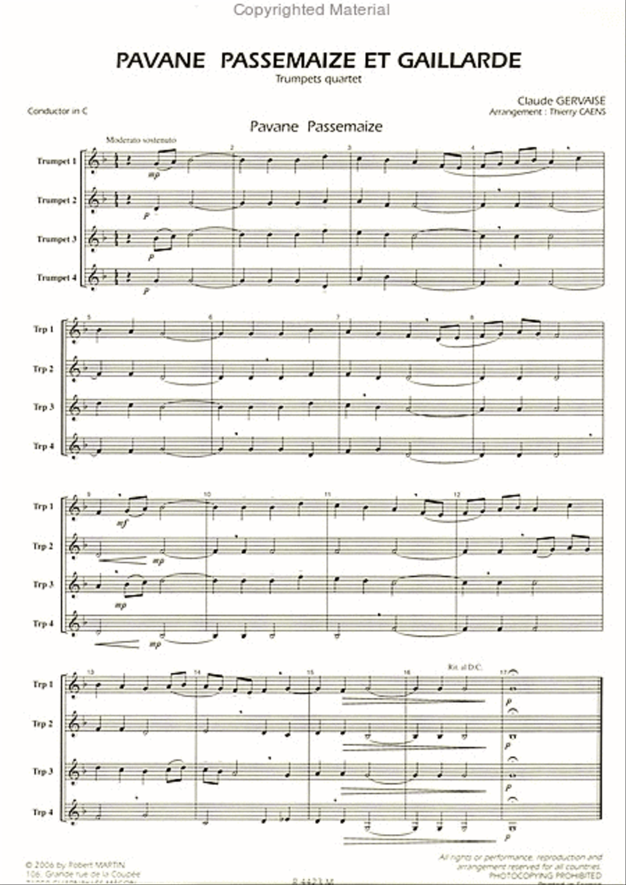 Pavane passemaize et gaillarde Trumpet Solo scores gallery preview page 2