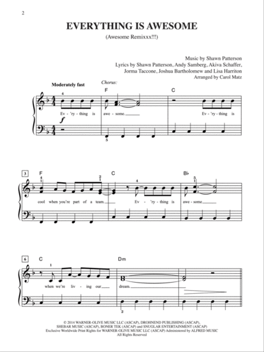 Everything is Awesome (Awesome Remixxx!!!) Easy Piano scores gallery preview page 1