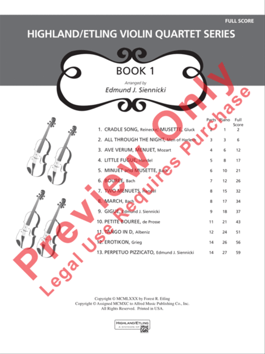 Highland/Etling Violin Quartet Series: Book 1