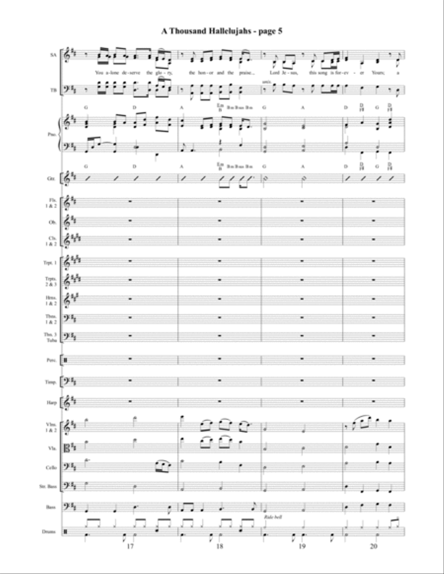 A Thousand Hallelujahs Orchestration 4-Part scores gallery preview page 6
