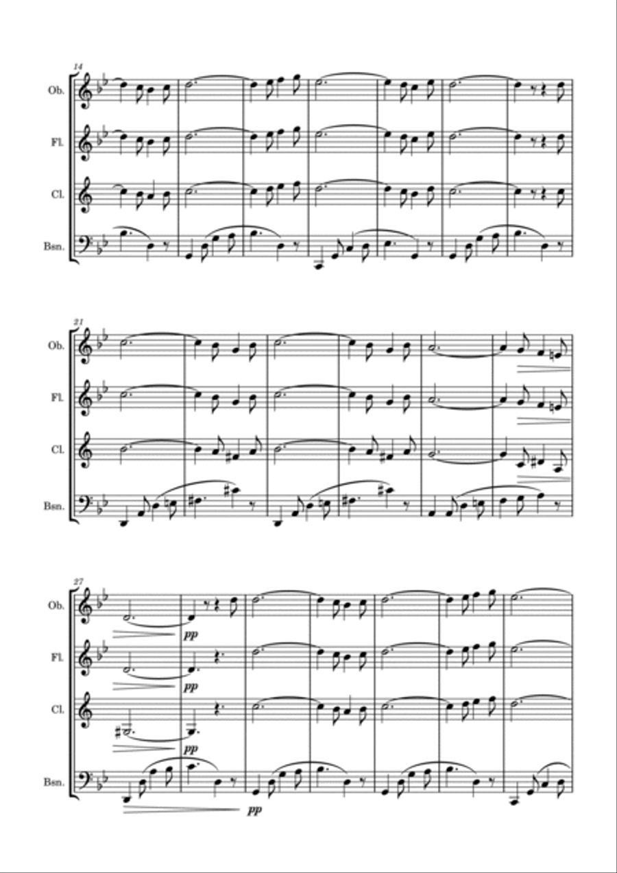 Les Pêcheurs de Perles - Romance de Nadir (Act 1) Woodwind Quartet scores gallery preview page 2
