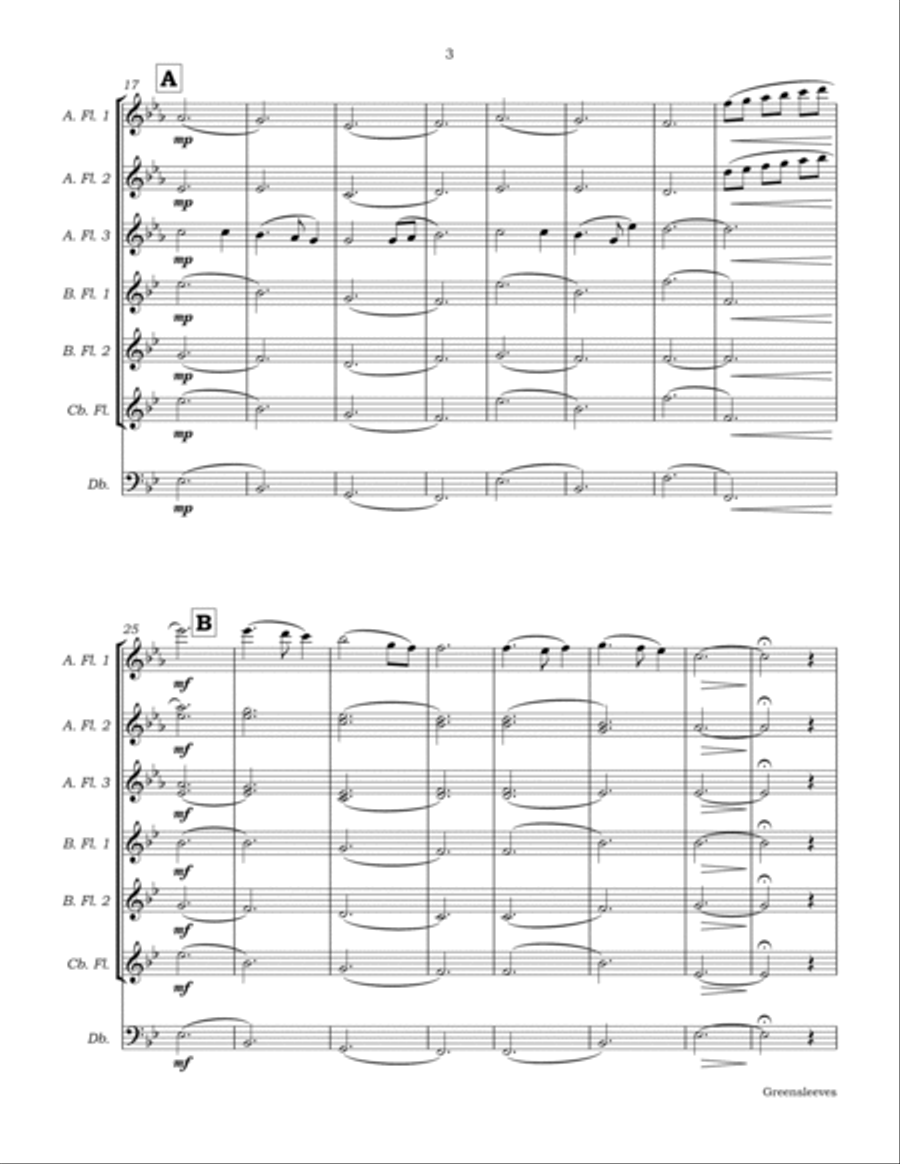 Greensleeves Flute Choir scores gallery preview page 6