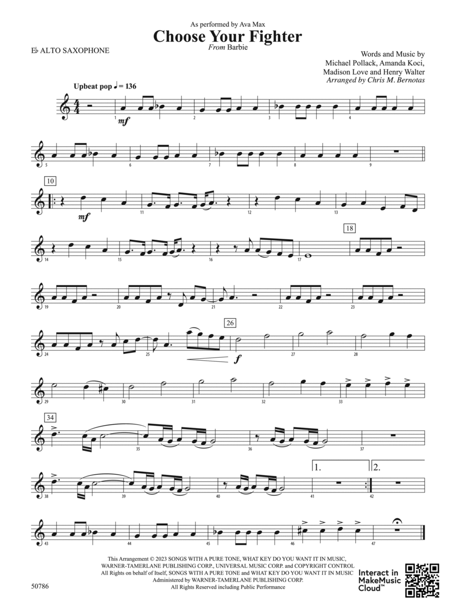 Choose Your Fighter: E-flat Alto Saxophone Concert Band scores gallery preview page 1