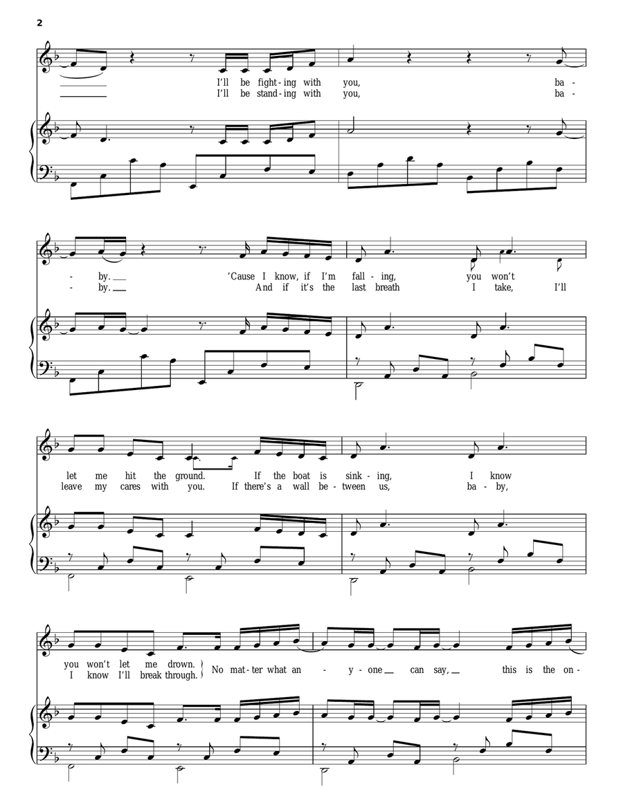 Us Against The World Piano, Vocal, Guitar scores gallery preview page 2