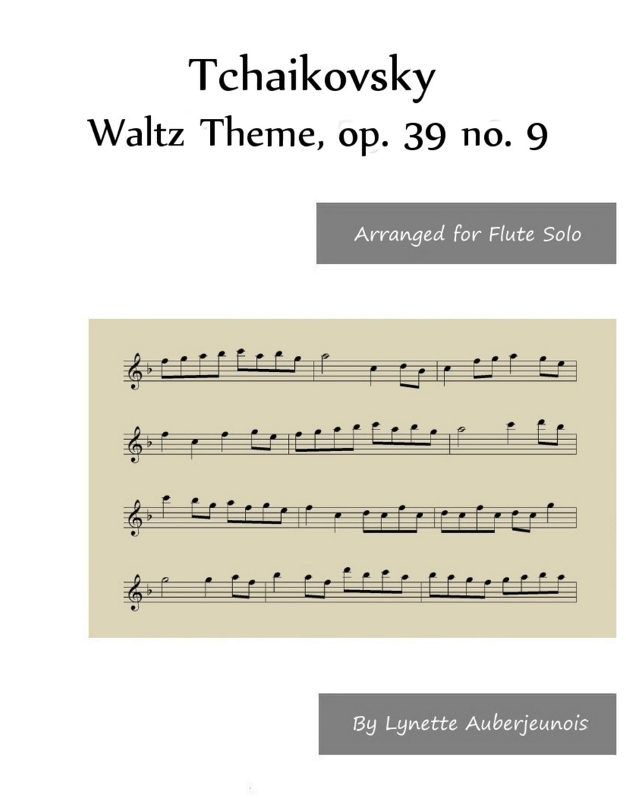 Waltz Theme, op. 39 no. 9 - Flute Solo Chamber Music scores gallery preview page 1