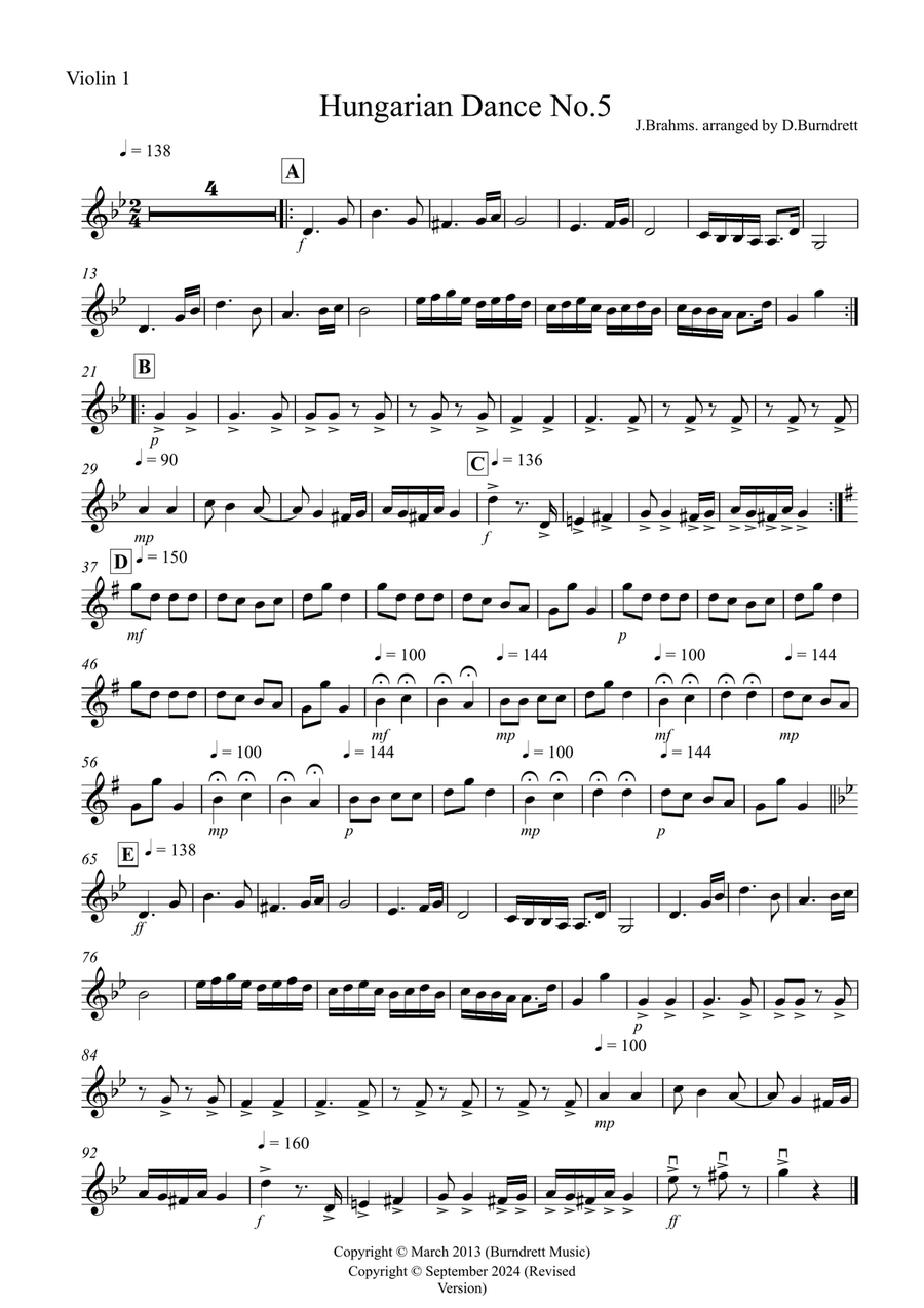 Hungarian Dance No.5 for String Quartet String Quartet scores gallery preview page 5