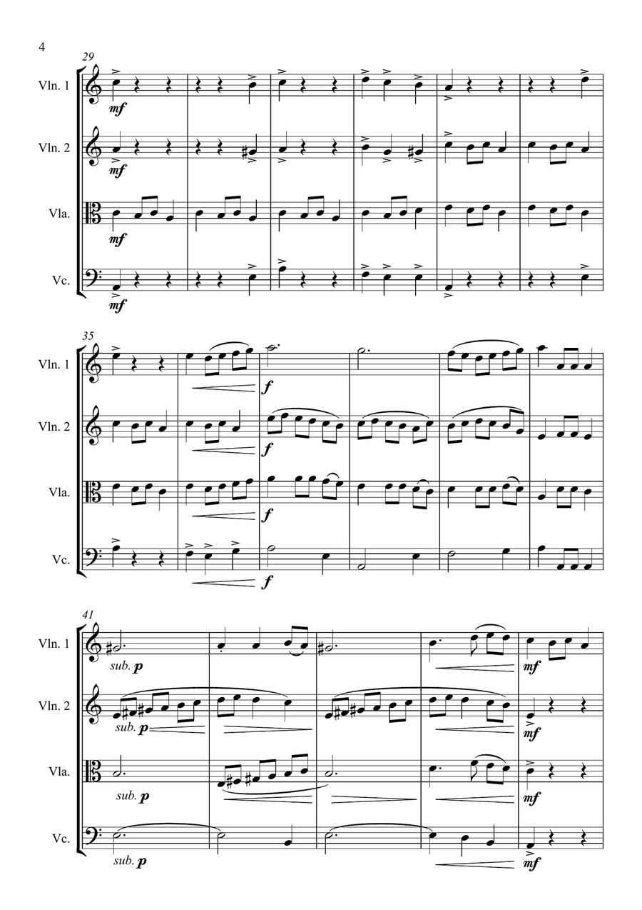 Fantasia on the Ukrainian Bell Carol - for String Quartet String Quartet scores gallery preview page 4