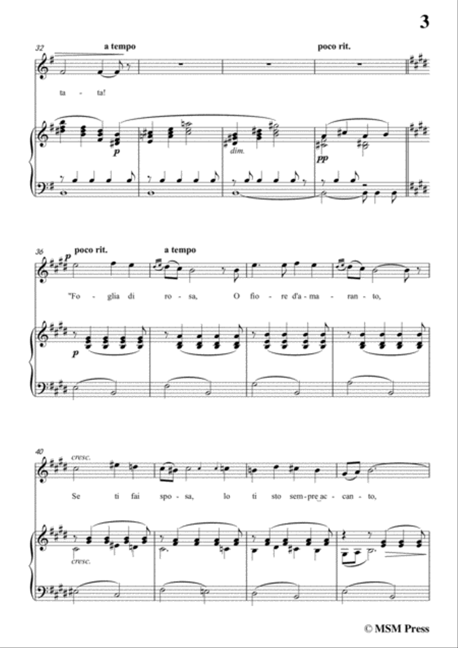 Tosti-L'ultima canzone in e minor,for Voice and Piano Voice Solo scores gallery preview page 5