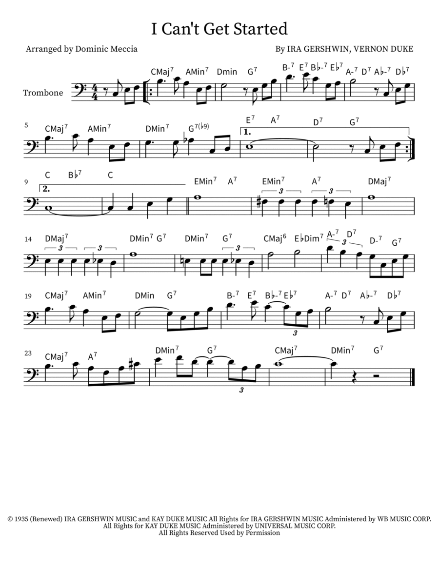 I Can't Get Started I Can't Get Started Trombone Solo scores gallery preview page 1