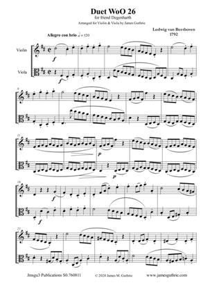 Beethoven: Duet WoO 26 for Violin & Viola