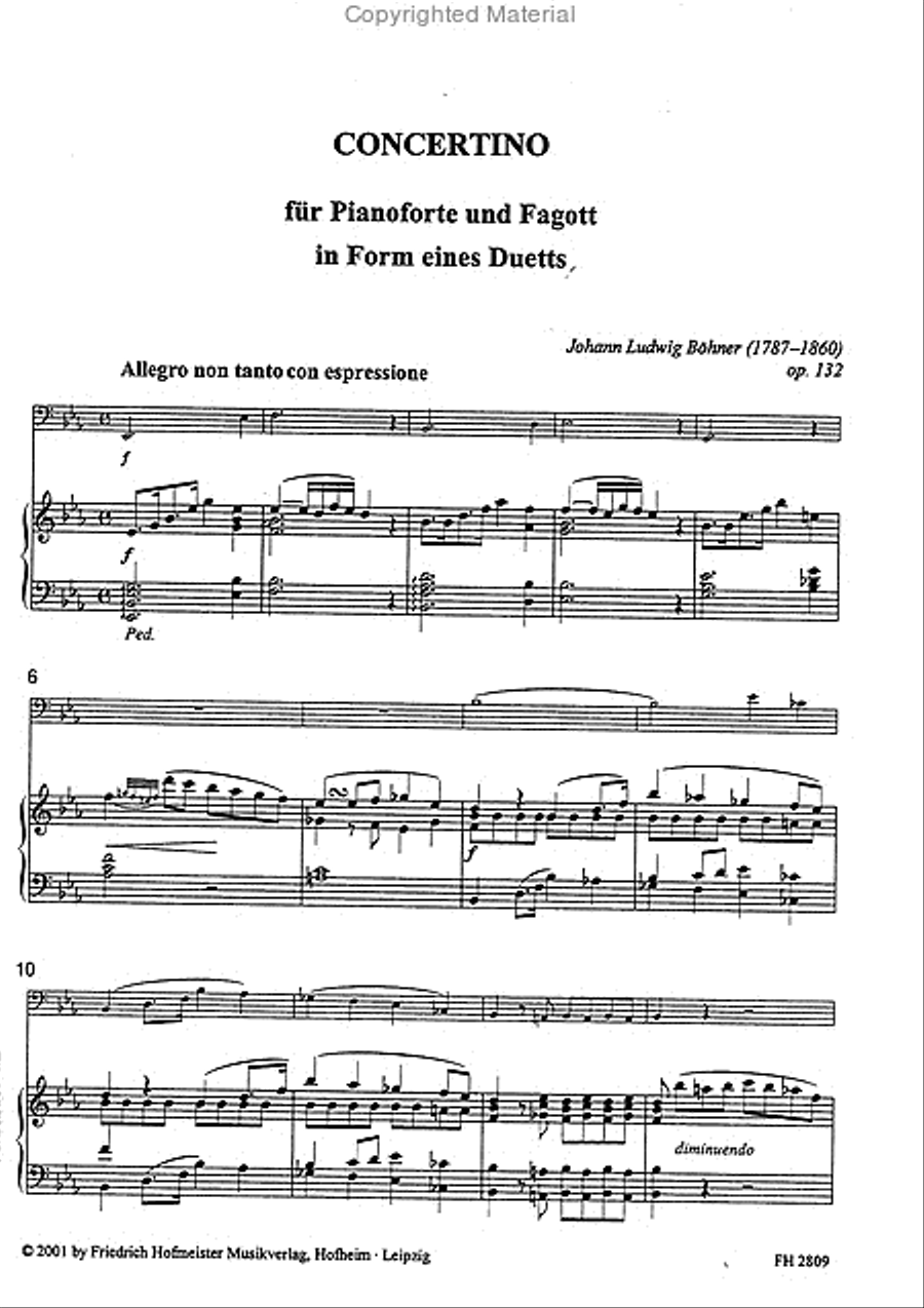 Concertino für Pianoforte und Klavier in Form eines Duetts, op. 132 Bassoon scores gallery preview page 2