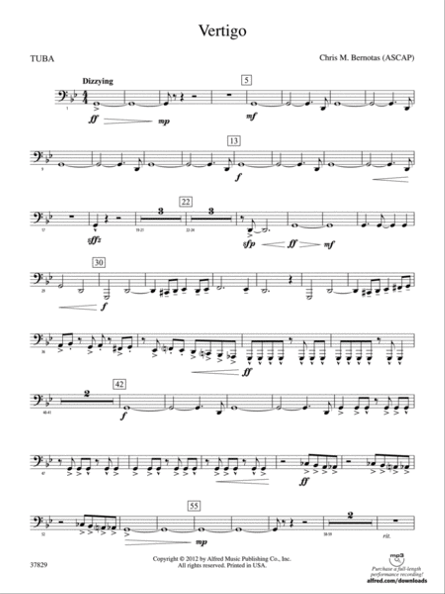 Vertigo: Tuba Concert Band scores gallery preview page 1