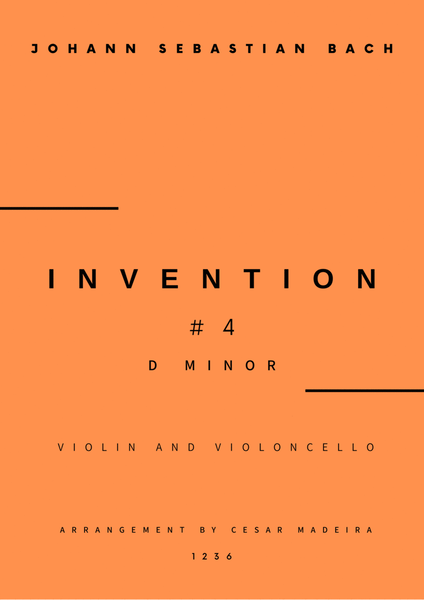 Invention No.4 in D Minor - Violin and Cello (Full Score and Parts) image number null