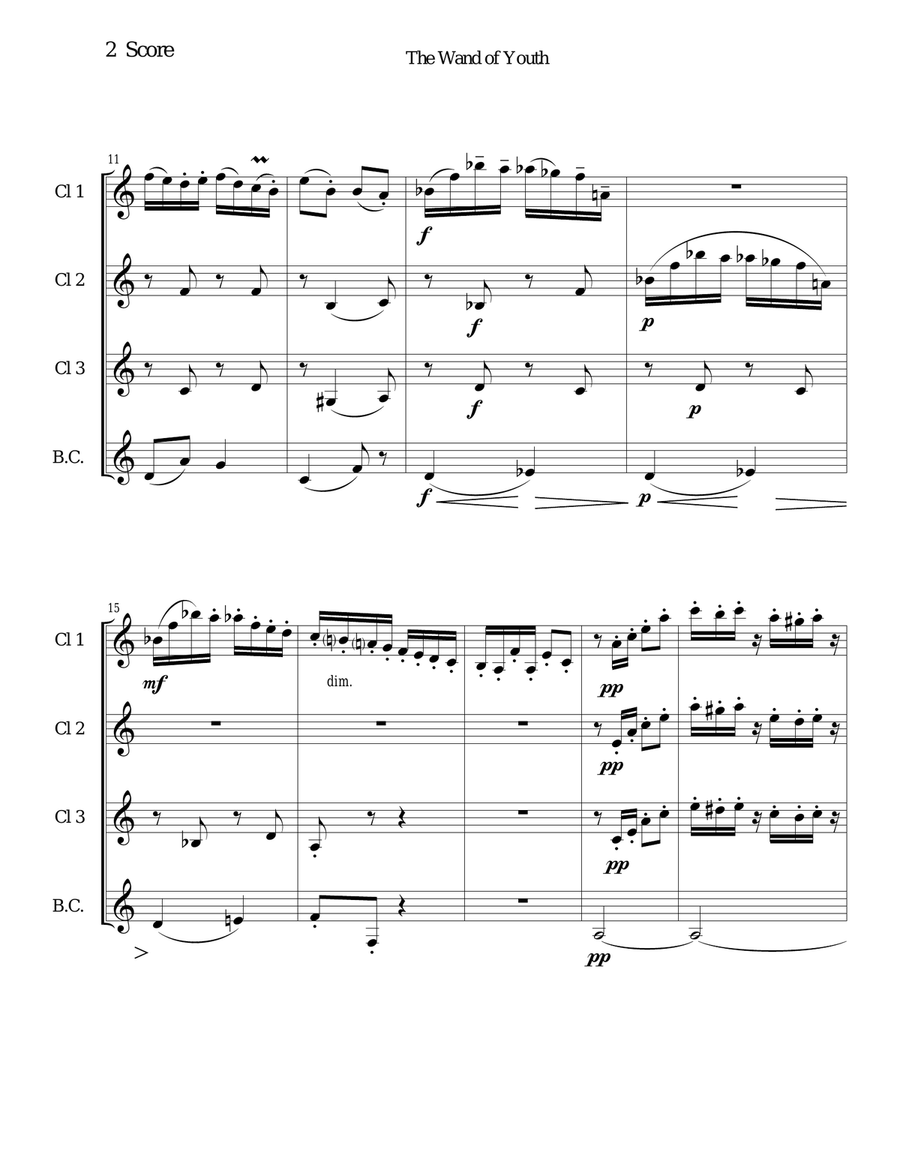 Wand of Youth Selections for clarinet quartet Clarinet Quartet scores gallery preview page 2