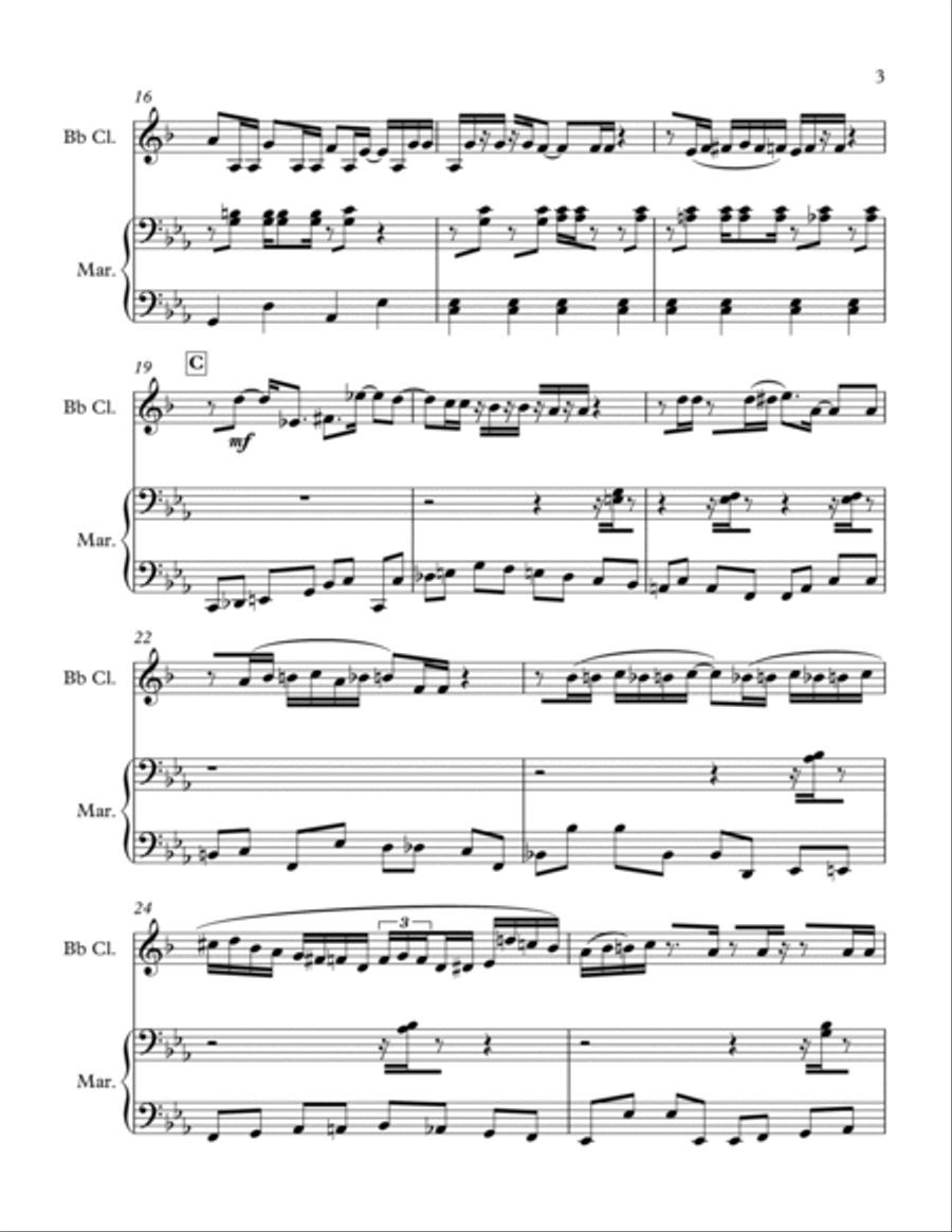 Tunisia for Clarinet and Bass Marimba Clarinet scores gallery preview page 3