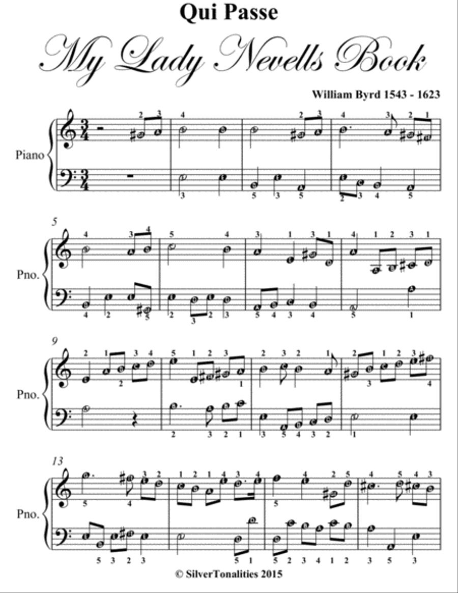 Qui Passe My Lady Nevells Book Easy Piano Sheet Music Easy Piano scores gallery preview page 2