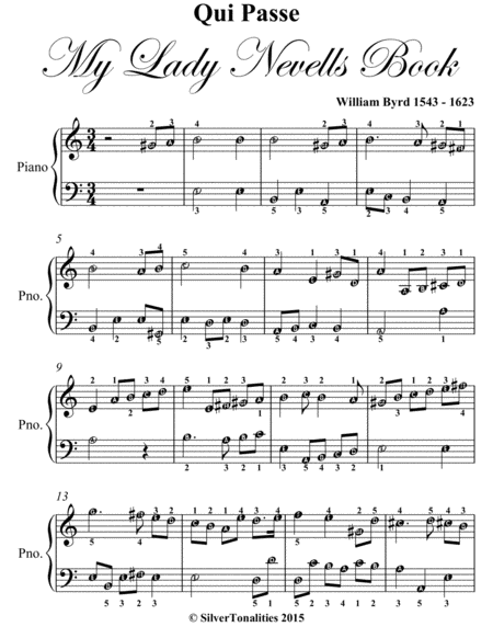 Qui Passe My Lady Nevells Book Easy Piano Sheet Music