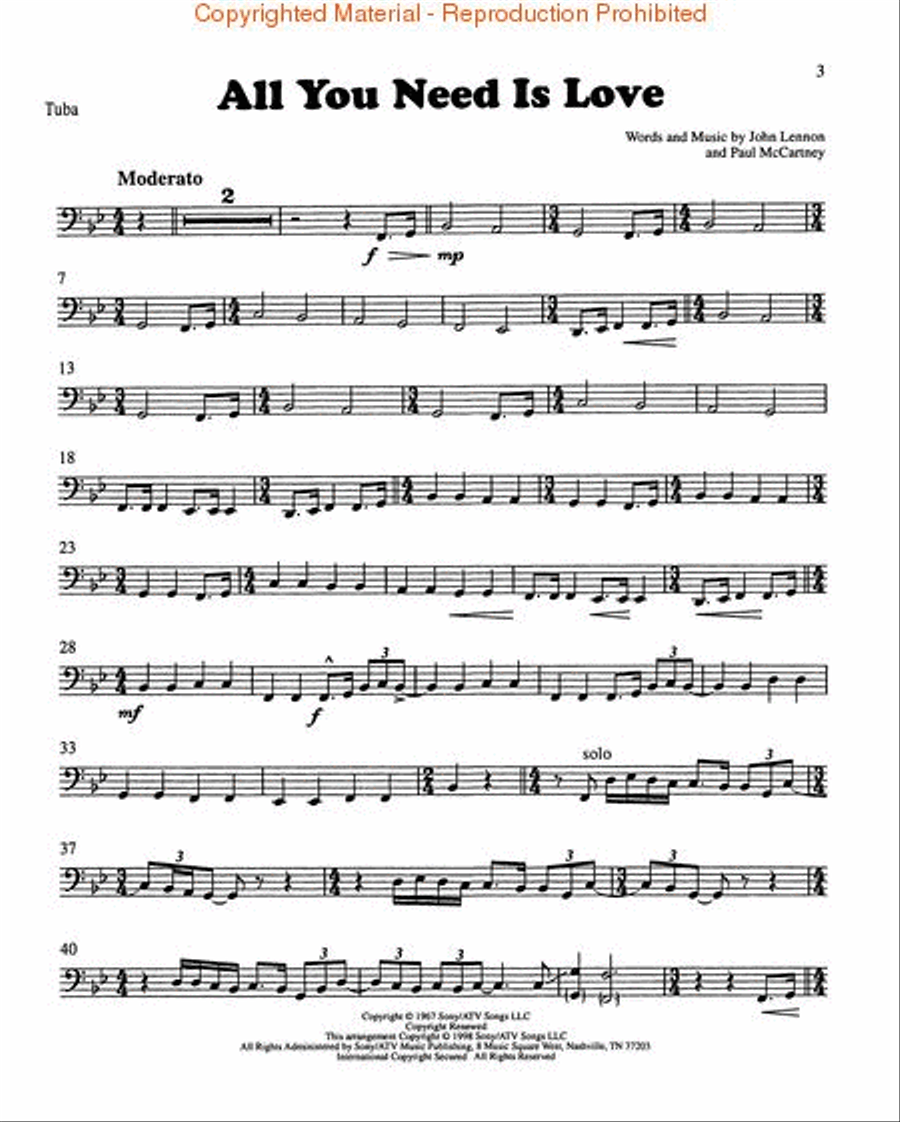 All You Need Is Love Brass Quintet scores gallery preview page 2