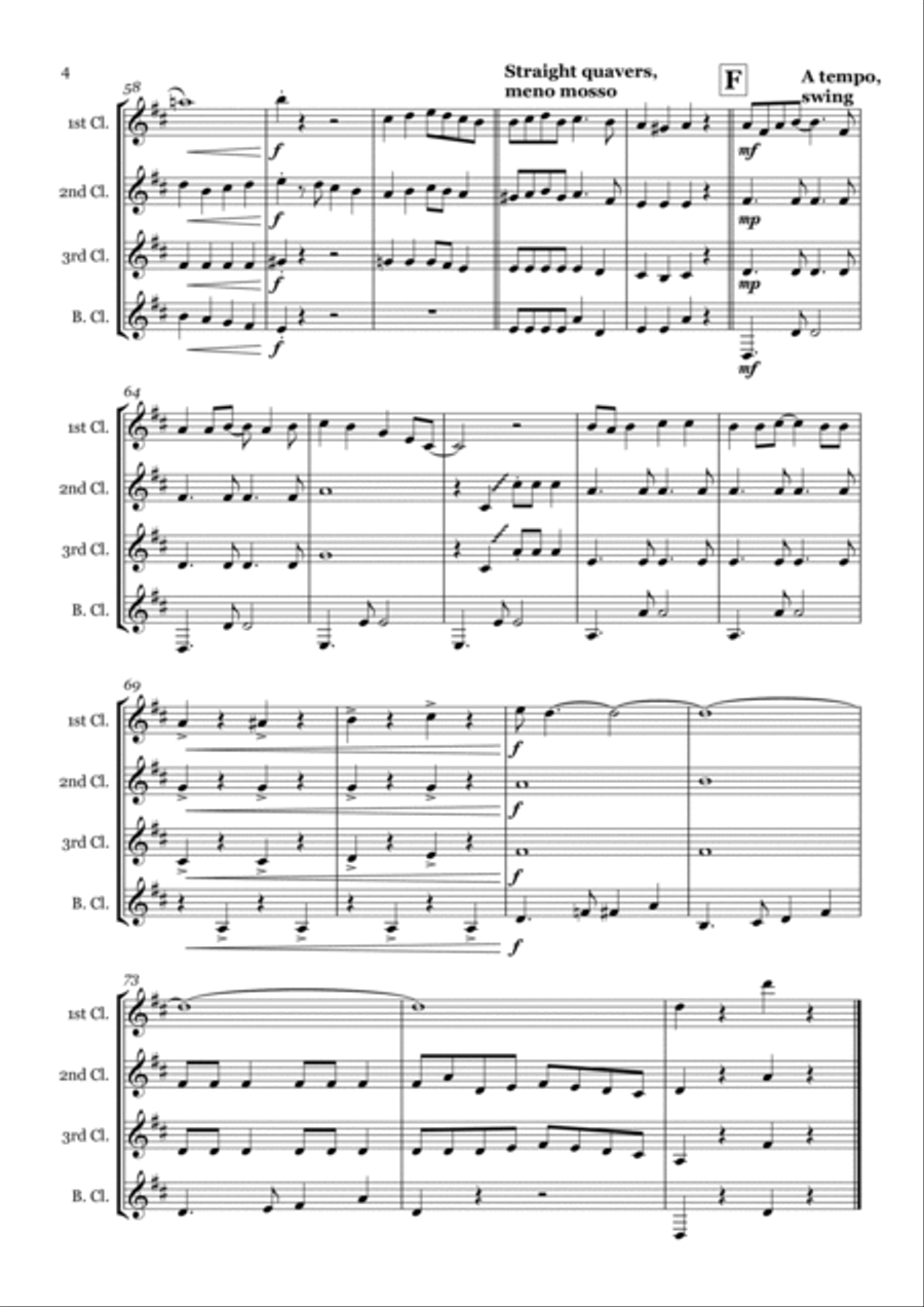 Rockin' Around The Christmas Tree Clarinet Quartet scores gallery preview page 4